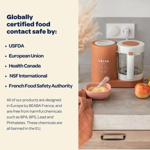 BEABA Babycook Neo, Procesador de alimentos para bebes de vidrio, Licuadora de alimentos para bebes de vidrio, Vaporera de alimentos para bebes 4 en 1, Mezclador de alimentos para bebes de vidrio, Esenciales para bebes, Haga comida para bebes en casa, Hace 34 porciones en 20 minutos, Medianoche - Imagen 5