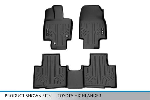 SMARTLINER Juego de Tapetes para Pisos de 2 Filas Negro Compatible con Highlander 2020-2022 (Compatible con Asientos de 2da Fila Tipo Banca o Tipo Cubo con Consola Central) - Imagen 5