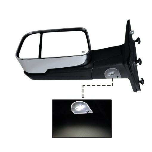 Espejo de remolque nuevo cromado con sensor de temperatura para Dodge Ram 2009-2010 1500, 2010-2015 2500 3500 Espejos de remolque con punto ciego con indicador de giro, luces de charco - Imagen 7