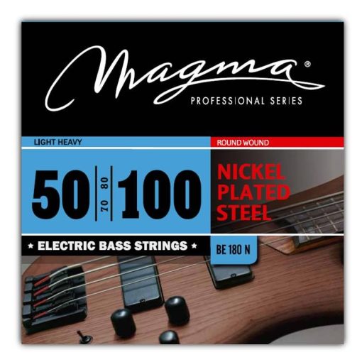 Cuerdas de Bajo Electrico Magma Light Heavy - Acero Niquelado, Calibre 50-100 Cuerdas de Escala Larga - Juego de 4 Cuerdas de Calibre Ligero Pesado de 34 pulgadas - Juego de cuerdas: 50-70 - 80-100 (BE180N) - 1 Juego