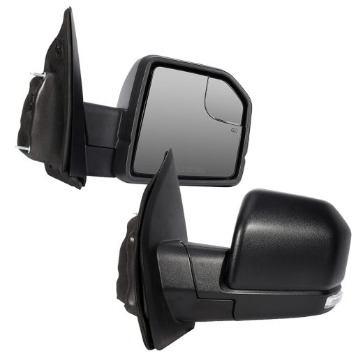 Espejos de remolque ECCPP para camionetas F150 PickUp 2015-2019 con ajuste electrico de potencia en lado izquierdo y derecho, calefaccion, luz de giro con carcasa negra, plegado manual y extension manual - Imagen 8