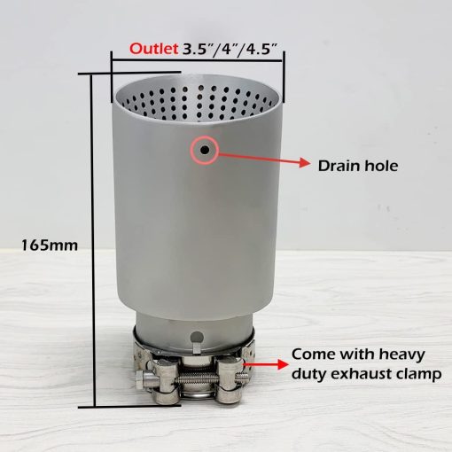 Kipalm Silenciador de escape de acero inoxidable mate para automovil, abrazadera de escape de tubo de escape para soldar o montar a presion (entrada ID 2.5"-salida OD 4") - Imagen 4