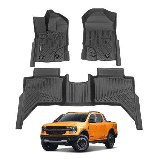 Tapetes para Suelo Personalizados ANBINGO para Ford Ranger 2024 2023-2019 (Cabina SuperCrew) Proteccion contra el Clima TPE Impermeable Antideslizante Juego de Tapetes de Suelo para Automovil 1ra y 2da Fila, para Ranger de 4 Puertas