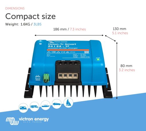 Cargador Victron Energy Orion-Tr Smart 24/24-Volt 17 amp 400-Watt DC-DC Aislado (Bluetooth) - Imagen 3