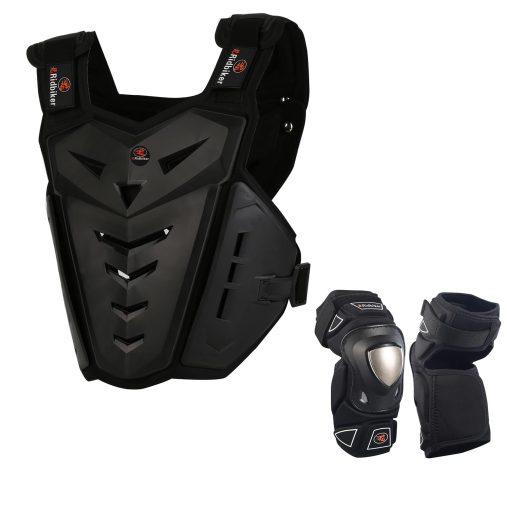 Chaleco de Armadura para Motocicleta y Protectores de Codo 1 Par, Protector de Pecho de Motocross para Hombres (Chaleco+Protectores de Codo)