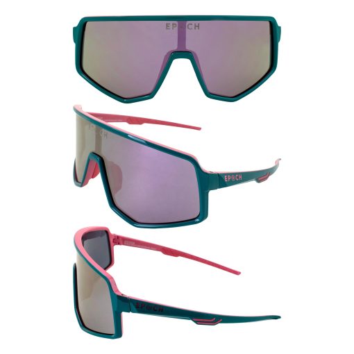 Gafas de Sol Deportivas para Motocicletas Epoch Eyewear L2 Envoltura de Lentes unica Marco de Teal/Rosa con Lentes de Espejo Rosa - Imagen 7