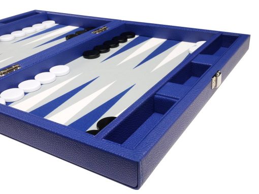 Juego de Backgammon Premium de 13 pulgadas - Tamano de Viaje - Tablero Azul indigo - Imagen 5