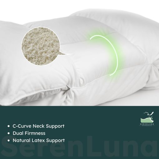 Almohada SerenLuna SlumberWing para dormir de lado, alivio de presion en el hombro, almohadilla ajustable en altura y firmeza, relleno premium de 95% de plumon de ganso blanco, soporte ergonomico para alineacion espinal con funda de almohada de ultra-algodon - Imagen 7