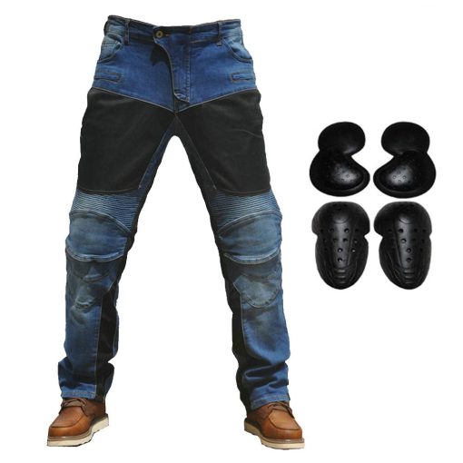 Pantalones de Moto para Hombre con Proteccion de Rodilla y Cadera (Azul, S=28)