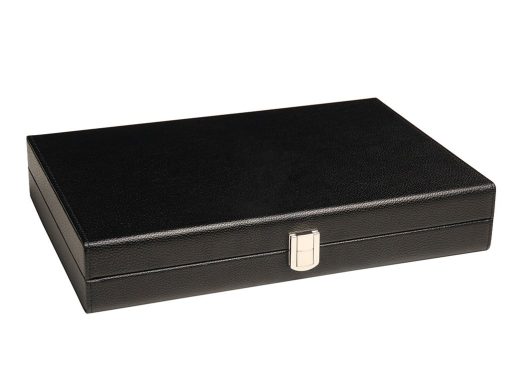 Tablero de backgammon premium de 13 pulgadas - Tamaño de viaje - Tablero negro, superficie de juego verde, puntos negros y blancos - Imagen 2