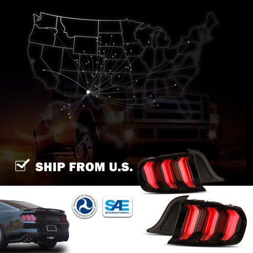Nixon Offroad Juegos de luces LED traseras para Ford Mustang 2015-2023, Estilo europeo par de luces traseras LED para Mustang con senales de giro secuenciales, luces de freno/DRL LED, lados del conductor y del pasajero (Lente transparente) - Imagen 7