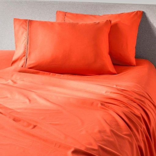 Juego de sabanas PeachSkinSheets Hot Coral - Nivel de suavidad de 1500tc - Sabanas extrasuaves y refrigerantes para personas que duermen calientes y sufren de sudoracion nocturna - Tamano Twin