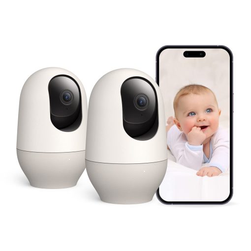 Monitor de Bebe nooie con Camara 2 Pack, Camara de Bebe WiFi, 360 grados 1080P, Camara de Bebe Inteligente con Seguimiento de Movimiento, Vision Nocturna, Audio Bidireccional y Deteccion de Sonido, Funciona con Alexa, Tarjeta SD y Nube