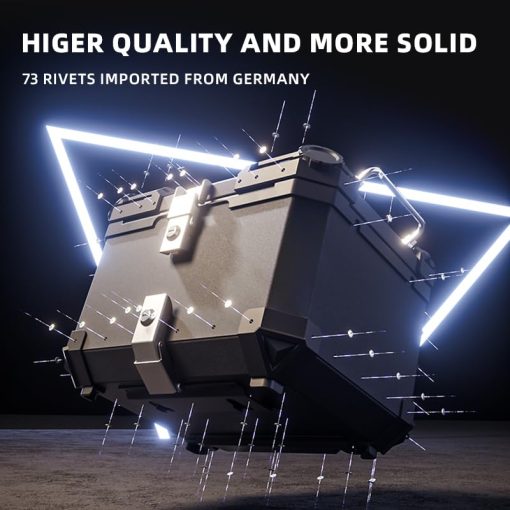 Caja Superior de Motocicleta WANSLO 45L de Aluminio Grueso a Prueba de Agua con Cerradura de Seguridad - Negro (45L) - Imagen 2