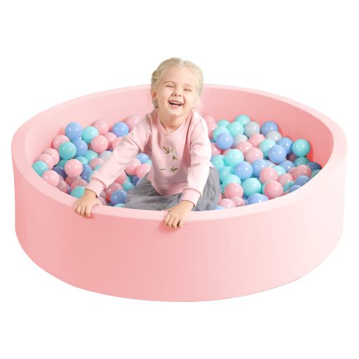 TRENDBOX Extra Large Soft Foam Ball Pit 51.2 x 11.8 in Piscina Redonda de Bolas de Espuma para Niños Paredes Gruesas y Seguras - Rosa Claro