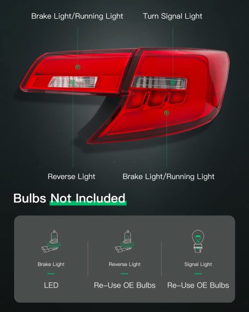 Conjunto de Faro Trasero de Repuesto LSAILON para 2012-2014 para Toyota Camry Carcasa Negra Lente Roja - Imagen 2