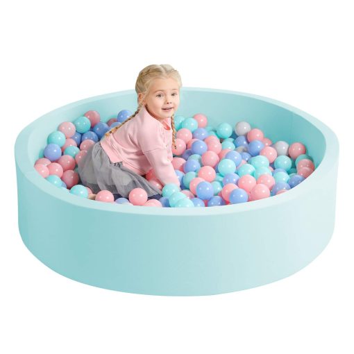TRENDBOX Gran Piscina de Bolas de Espuma Suave 130 x 30 cm, Piscina Redonda de Esponja Grande NO incluye Bolas, para Interiores, para Ninos Pequenos, Parque Infantil - Azul Claro