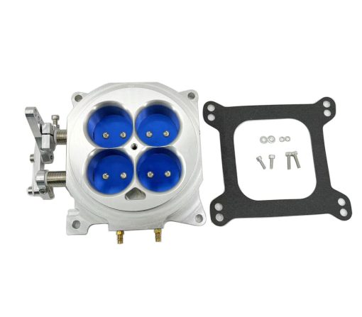 Cuerpo del acelerador CNC Billet 1000 CFM 1.75" Nucleo de 4 Barriles 4150 Plata Compatible con Chevy GM LS1 LS2 LS3 LS6 LS7 LS9 LSX Chevrolet Ford 302 SBC