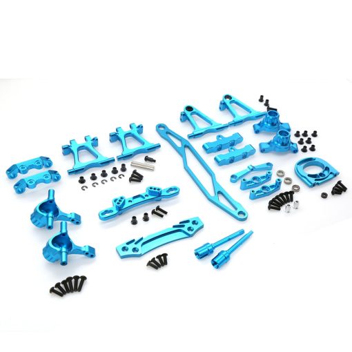 Kit de actualizacion completo Chanmoo RC TT-02 en aluminio Eje de transmision Varilla oscilante Copa de direccion CVD Parachoques Base del motor Brazos de suspension Para Tamiya TT02 Parte de actualizacion 1/10 Coche de Rally en Carretera de Carreras (Azul 11PCS)