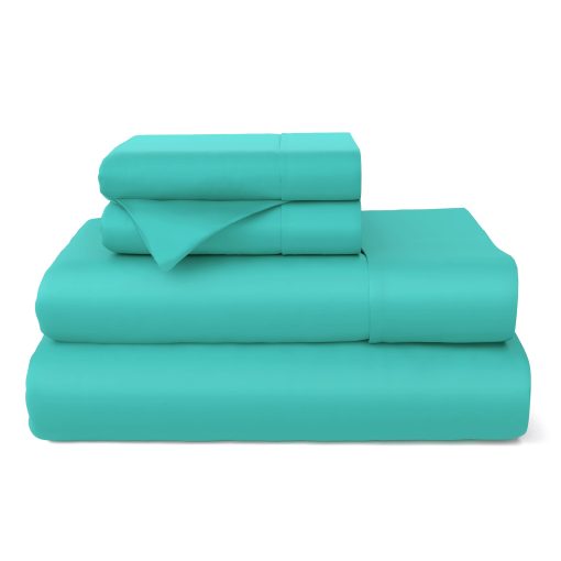 Juego de sabanas de 100% Rayon Derivado del Bambu de Cosy House Collection - Transpirable, Suave y Sedoso, Juego de Ropa de Cama de 4 Piezas de Bolsillo Profundo (California King, Turquesa)
