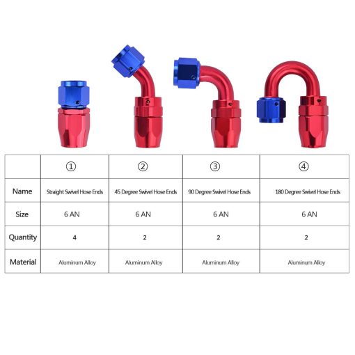 Manguera de Combustible de Acero Inoxidable Trenzado CPE de 20FT 6AN 3/8" con Kit de 10 Piezas de Adaptadores de Extremo Giratorio - Imagen 3
