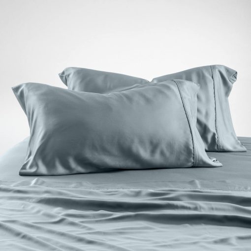 Juego de sabanas King Size Olive + Crate Luxury Series 100% Tencel Eucalyptus - 4PC Sabanas de cama super suaves y frescas | Bolsillo profundo de 18'' Sabana plana, ajustada y 2 fundas de almohada Azul Basalto - Imagen 5
