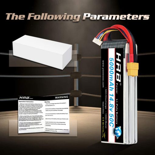 Bateria Lipo HRB 4S 5000mAh 14.8V 50C XT60 RC Bateria Compatible con Helicoptero Avion Coche Barco Camion - Imagen 7