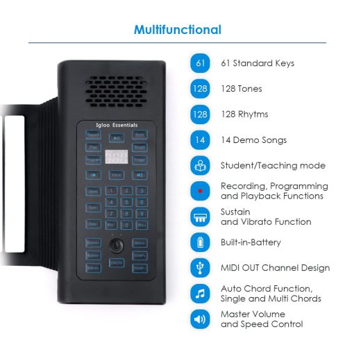 Teclado de Piano Plegable Portatil con Pedal | 61 Teclas | Regalos Musicales para Mujeres Hombres Ninas Ninos | Set de Regalo de Juguetes Educativos | Piano Digital para Principiantes - Imagen 3