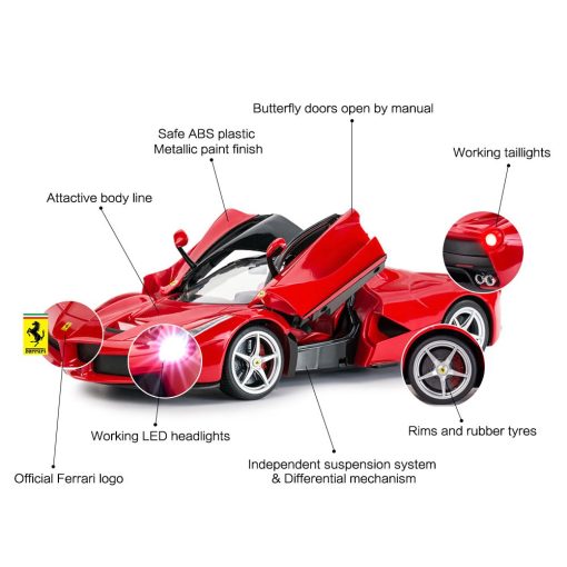 Carro RC RASTAR | Modelo de Coche de Juguete a Control Remoto de Escala 1/14 Ferrari LaFerrari para Ninos, Rojo - Imagen 5