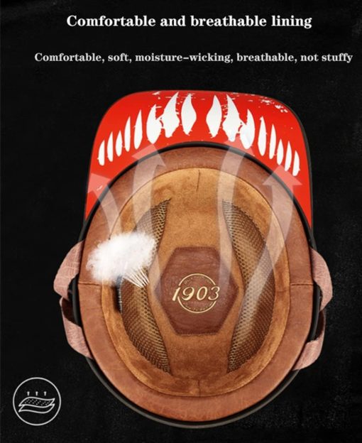 Casco de beisbol para motocicleta media casco, casco abierto aprobado por DOT Casco estilo aleman Capucha de calavera Casco motocicleta Cruiser Scooter Casco fresco para hombres y mujeres Casco de motocicleta (X-Large,B) - Imagen 3