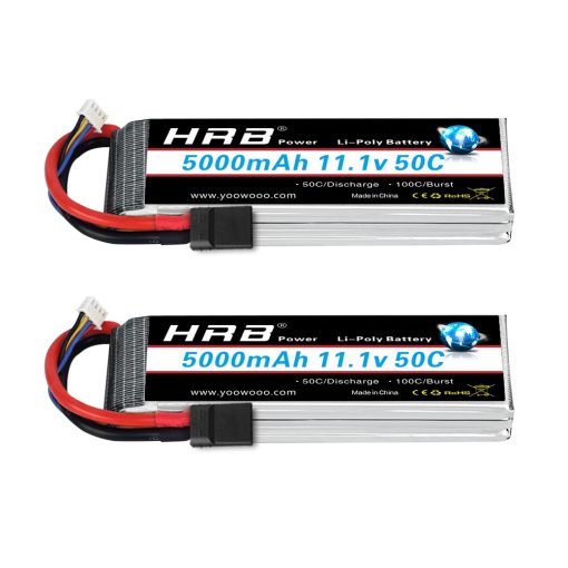 HRB 2PCS 3S 5000mAh Bateria Lipo 11.1V 50C 100C con Conector TR Compatible con RC Helicoptero Avion Cuadricoptero Coche Camion Barco