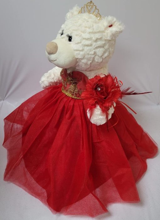 Osos de Peluche de 20" Quince Anos Quinceanera desde 1997 KINNEX Collections con Vestido (Centro de Mesa) B16631-14G (Rojo-Dorado) - Imagen 2