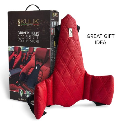 Apoyo Lumbar KULIK SYSTEM - Nuevo Soporte Lumbar para Coche - Innovador Soporte Lumbar para Coche - Cojin Lumbar para Aliviar Dolor Lumbar - Cojin Lumbar para Coche - Patentado (Costuras Rojas) - Imagen 6