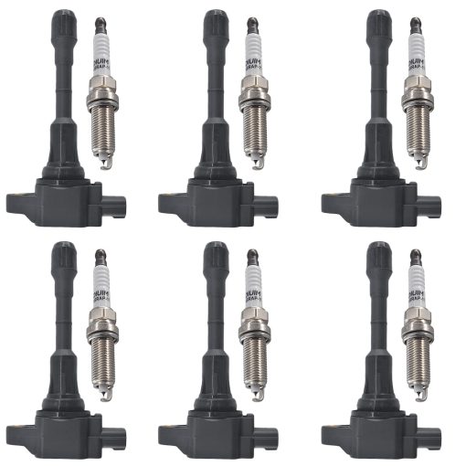 Conjunto de 6 Bujias de Iridio y 6 Bobinas de Encendido Compatible con Nissan Infiniti Maxima Murano Pathfinder Quest Altima Q50 QX60 FX35 370Z Q70 G37 QX50 QX70 V6 Repuesto para UF550