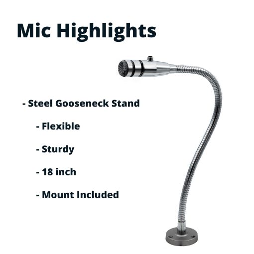 REBUILD SKILLS RBX-515SBG-18X Reemplaza a Shure 515SBG-18X. Microfono de Boton para Paginacion en Restaurantes, Tiendas de Comestibles. Incluye Gooseneck de 20", Montura, y Cable de 6' para tu Mejor Conector. - Imagen 8