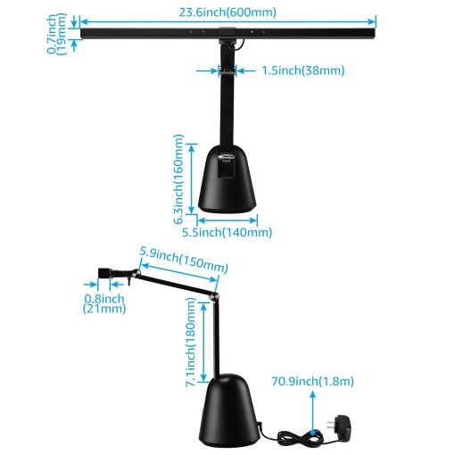Luces de Piano ESCENA para Piano Vertical, 12W Profesional Led de Cuidado Ocular con Atenuacion Automatica, 3000K-6000K, Temporizador de 2H CRI 95, Luz de Soporte para Musica Regulable, Base Estable, Certificado ETL, Negro - Imagen 6