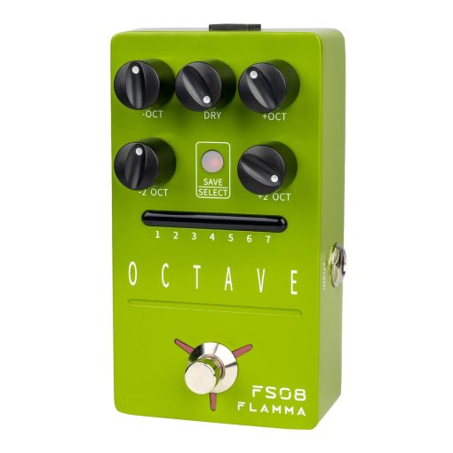 Pedal de octava para guitarra electrica FLAMMA FS08 con efectos de octava polifonica y control de senal seca 7 ajustes preestablecidos