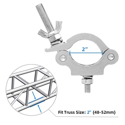 Abrazadera para Luces de Escenario 2 Pulgadas, 4PCS Abrazadera de Iluminacion de Escenario de 440lb de Alta Resistencia Eyeshot, Se Ajusta Perfectamente a Tubos de 48-52mm, Abrazadera en O para Focos Moviles Par Led - Imagen 2