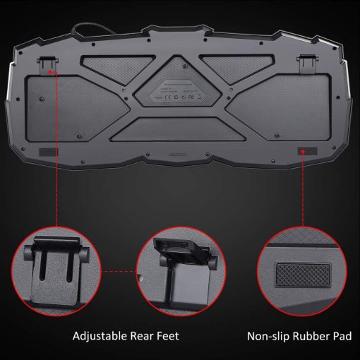 Combo de Teclado y Mouse para Juegos con Retroiluminacion BlueFinger, Teclado y Mouse Retroiluminados con Cable USB, Teclado Multimedia con 3 Colores de LED, Mouse para Juegos y Trabajo - Imagen 8