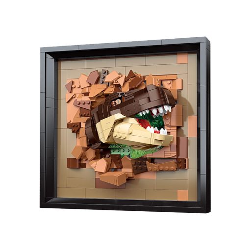 Set de Bloques de Construccion 3D de Dinosaurios CAXIMSY, Marco Creativo de Arte de Pared Tyrannosaurus rex, Regalo de Cumpleanos para Adultos, Ninos y Ninas