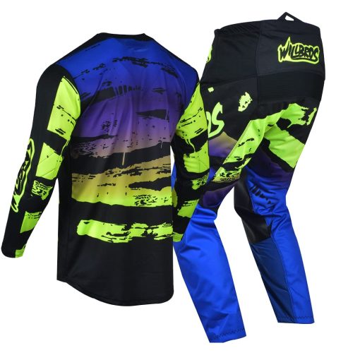 Conjunto de Jersey y Pantalon Willbros para Motocross MX Gear para Hombres Motocicleta Offroad Dirt Bike Ciclismo Carreras BMX ATV Amarillo Azul (Jersey XL Pantalones 36) - Imagen 4