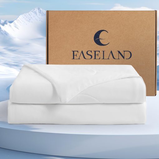 Edredon de refrigeracion EASELAND Lyocell tamaño King, Manta de refrigeracion para dormidores calurosos, Colcha de doble cara para todas las estaciones, Tela elastica Q-Max>0.45, Manta de hielo transpirable, Suave y ligera, Blanca (90"?108")