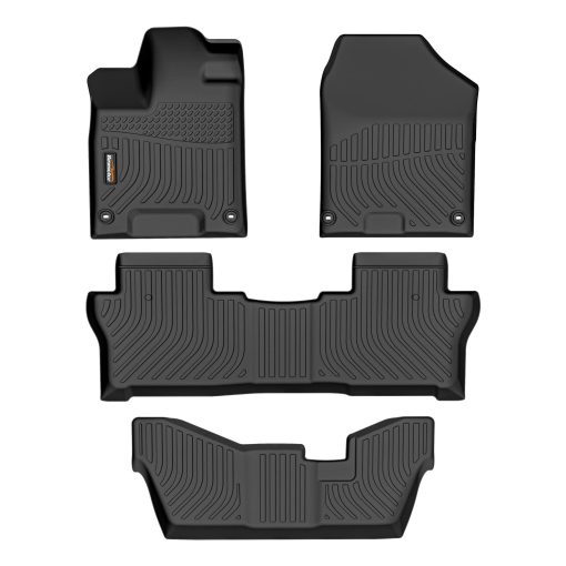 Tapetes para piso Binmotor para Honda Pilot 8 Pasajeros 2022 2021 2020 2019 2018 2017 2016, Juego Completo de 1? y 2? y 3? Fila, Forro para Pisos de Coche de Alta Resistencia-Negro