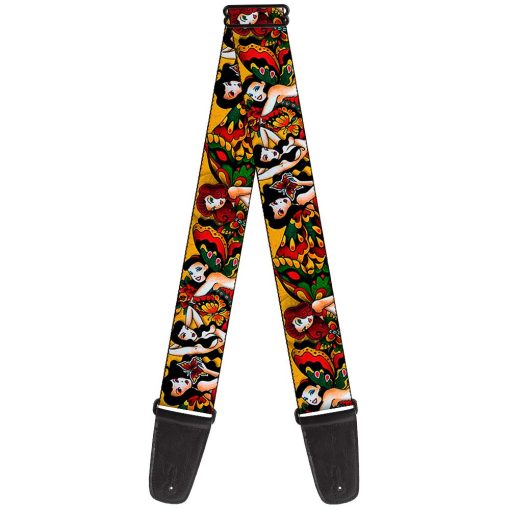 Correa de guitarra Buckle-Down GS-W32042 - TJ-Butterfly Girl, 2" Ancho & 29-54" Longitud