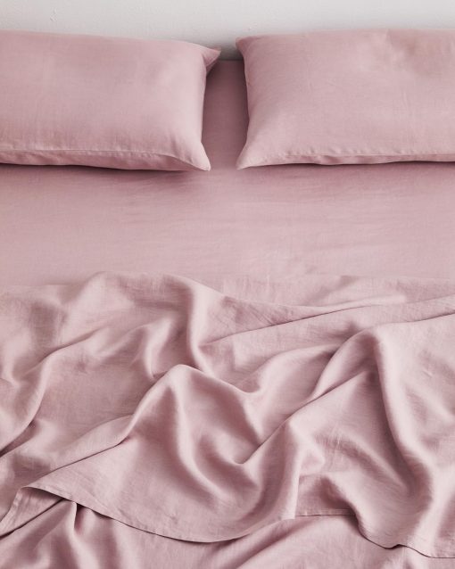 Sabana Ajustable de Lino Bed Threads - 100% Lino de lino frances - 170 GSM - Lujo y respetuoso con el medio ambiente - Transpirable, Duradero y Suave - Solo Sabana Ajustable Individual - Lavanda - Imagen 4