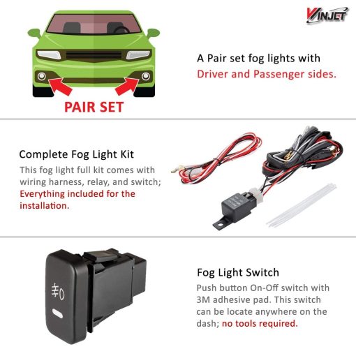 Winjet WJ30-0106-09 Serie OEM para [2006-2008 Honda Fit] Luces de Niebla + Interruptor + Kit de Cableado - Imagen 5