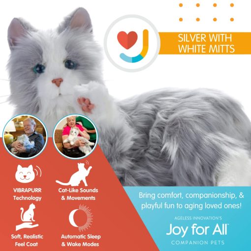 JOY FOR ALL - Gato Plateado con Guantes Blancos - Mascotas de Compañia Interactivas - Realistas y Vivas - Imagen 4