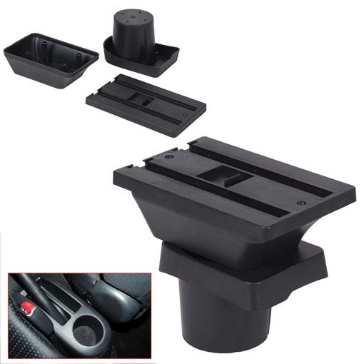 YJYWZH Cajon reposabrazos para Toyota Yaris Vitz 2006-2011 Caja de almacenamiento central Interior de mano con 4 puertos USB Portavasos Apoyabrazos de doble capa Accesorios Negro (4 USB Negro con hilo negro) - Imagen 2