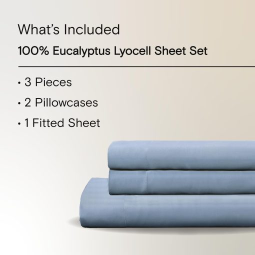 Juego de sabanas SIJO AiryWeight Tencel, 100% Lyocell derivado de Eucalipto, Suave como la mantequilla, Ganador de Mejor Sabanas de Enfriamiento 2022 - 3 piezas - 2 Fundas de almohada 1 Ajustable (Cielo, Queen) - Imagen 2