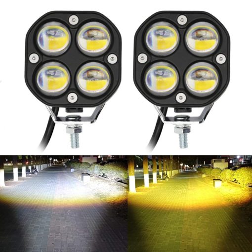 Luces de conduccion LED de pod doble color ambar/amarillo blanco 2Pcs 40W 3 pulgadas Luces de conduccion LED OffRoad Luces auxiliares de trabajo Luces de zanja Se ajustan a motocicleta camion auto SUV ATV barco camionetas Tractor